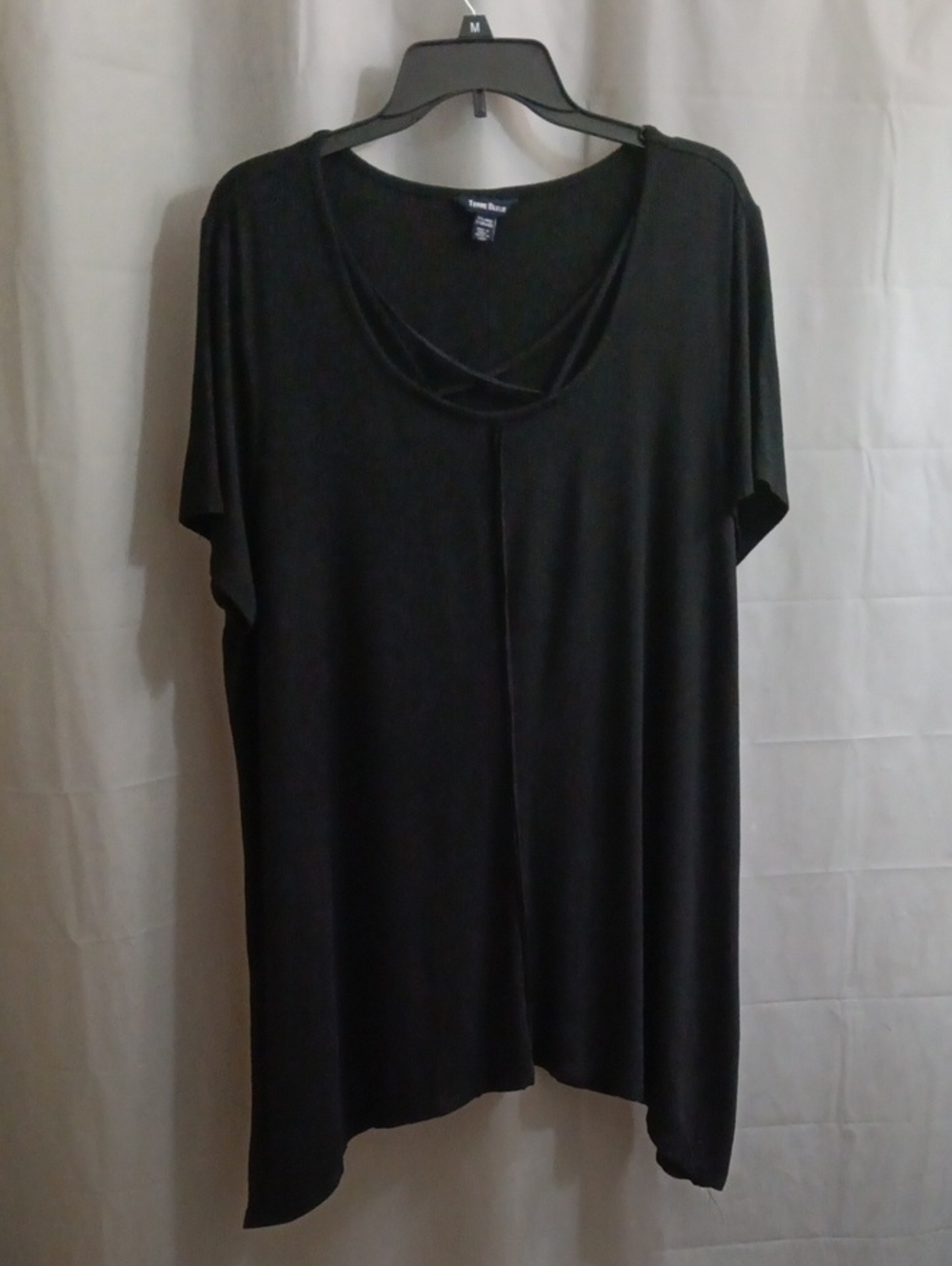Terre Bleue Black Short Sleeve Crisscross Tunic